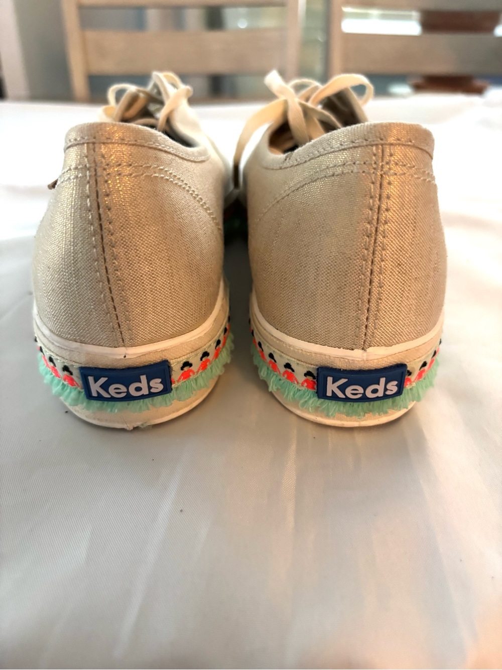 NWOT Keds iridescent Gold triple decker Hulu Foxing Tassel Trim Sneakers SZ 10 - Picture 7 of 15